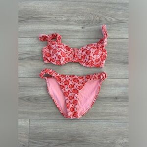 Floral Red and Pink Bikini Set